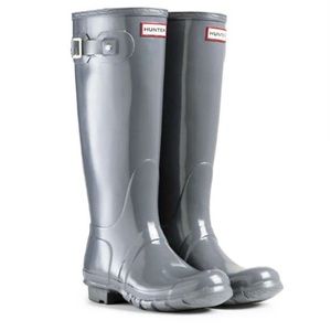 HUNTER RAIN BOOTS, SIZE US 9 (EU 40/41), GRAY